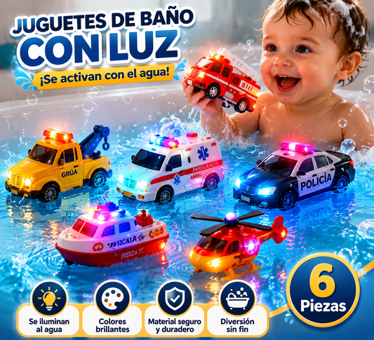 Juguetes de Baño Luminosos 6 Piezas | Juguetes Sensoriales Activados por Agua para Niños